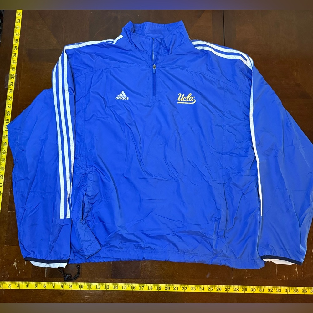 Vintage Adidas UCLA Bruins quarter zip windbreaker blue white yellow